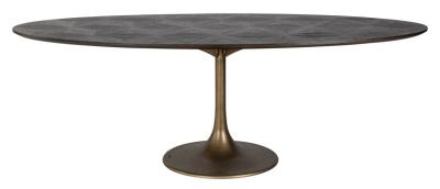 Luxor Brown Dining Table 230cm Seats 8 To 10 Diners Oval Top