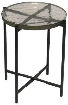 Product photograph of Burrow Glass And Black Metal Round Side Table from Choice Furniture Superstore