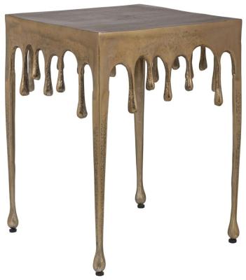 Drops Brushed Gold Square Side Table