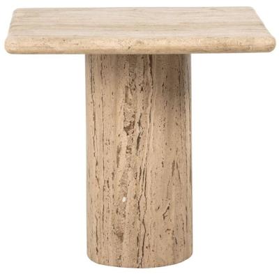 Product photograph of Hampton Travertine Square Side Table from Choice Furniture Superstore