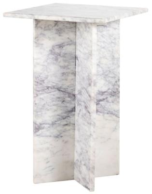 Product photograph of Holmes White Marble Square Side Table from Choice Furniture Superstore