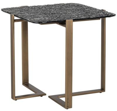 Sterling Glass And Metal Square Side Table