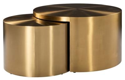 Big And Rich Brushed Gold Round Coffee Table Set Of 2