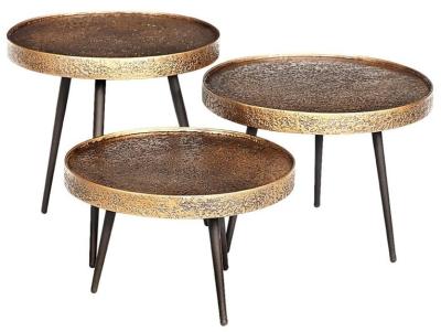 Product photograph of Luton Brown Round Coffee Table Set Of 3 from Choice Furniture Superstore