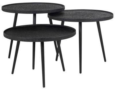 Product photograph of Oxford Black Round Coffee Table Set Of 3 from Choice Furniture Superstore
