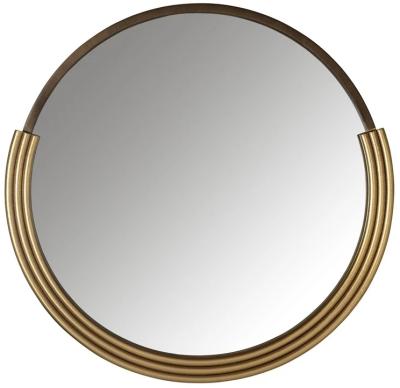 Product photograph of Afton Brushed Gold Round Mirror - 60cm X 59cm from Choice Furniture Superstore