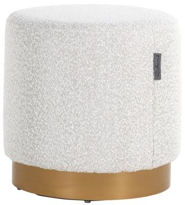Product photograph of Emmy White Boucle Fabric Pouffe from Choice Furniture Superstore