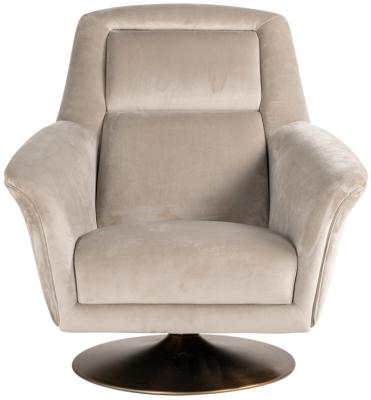Product photograph of Nora Khaki Velvet Fabric Swivel Chair from Choice Furniture Superstore