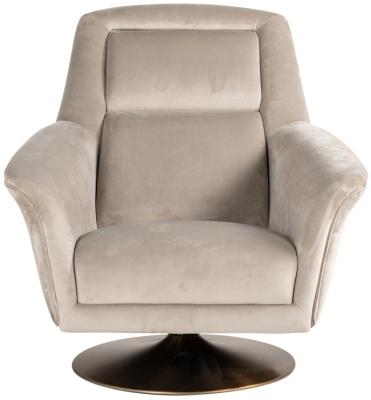 Nora Khaki Velvet Fabric Swivel Chair