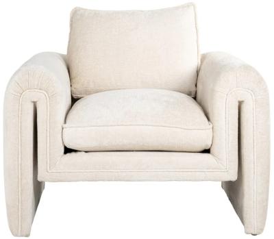 Sandro White Cehenille Fabric Accent Chair