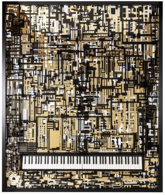 Product photograph of Wibi Black And Gold Piano Wall Art from Choice Furniture Superstore