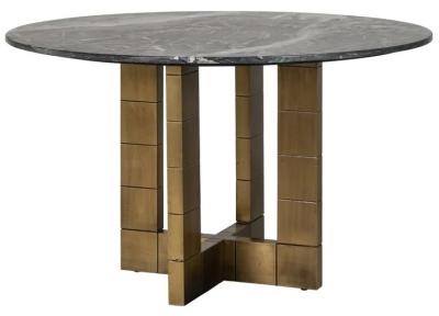 Product photograph of Collada Black Marble And Gold 4 Seater Round Dining Table from Choice Furniture Superstore