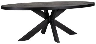 Watson Black Oak 12 Seater Oval Dining Table With Black Spider Legs