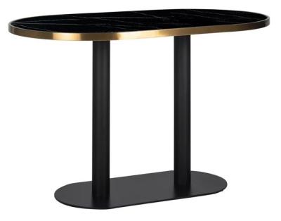 Zenza Black Faux Marble Top 4 Seater Oval Dining Table