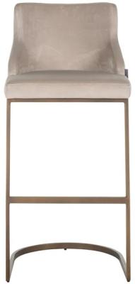 Product photograph of Bolton Khaki Velvet And Brushed Gold Bar Stool from Choice Furniture Superstore