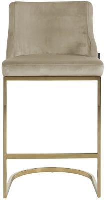 Product photograph of Bolton Khaki Velvet And Gold Bar Stool from Choice Furniture Superstore