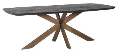 Hayley Dark Coffee Oak 10 Seater Rectangular Dining Table With Metal Spider Legs