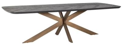 Product photograph of Hayley Dark Coffe Oak 12 Seater Rectangular Dining Table With Metal Spider Legs from Choice Furniture Superstore