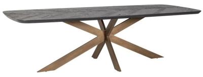 Hayley Dark Coffee Oak 12 Seater Rectangular Dining Table With Metal Spider Legs