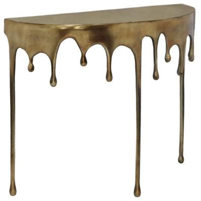 Drops Gold Half Moon Console Table