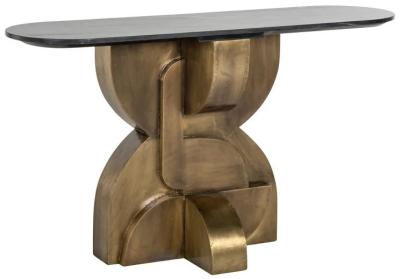Maddox Black Marble and Gold Console Table