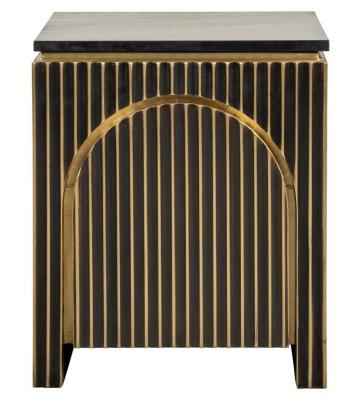 Les Arcs Brushed Gold 1 Door Bedside Cabinet