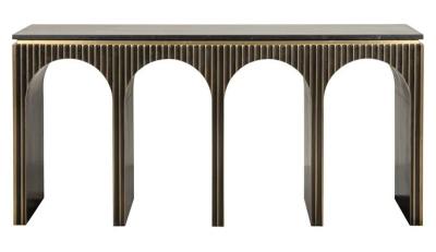 Les Arcs Brushed Gold And Marble 160cm Top Console Table