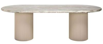 Coronel Beige Marble Top 8 Seater Dining Table With Fluted Base