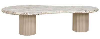 Coronel Beige Marble Top 150cm Coffee Table With Fluted Base