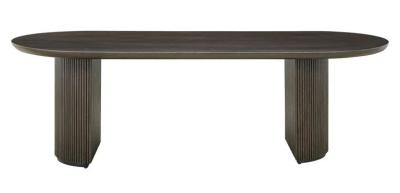 Kingston Brown 10 Seater Oval Dining Table With Fluted Base