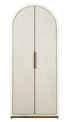 Product photograph of Tivoli White Ribbed 2 Door Arched Cabinet With Gold Trim from Choice Furniture Superstore