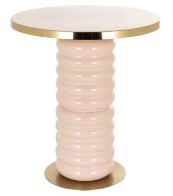 Product photograph of Bonsai Pink Round End Table With Gold Trim from Choice Furniture Superstore