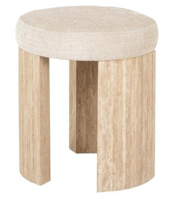 Product photograph of Gallice Beige Travertine Round Pouffe from Choice Furniture Superstore