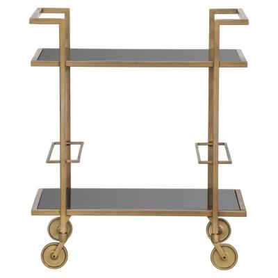 Product photograph of Xo Glass And Brushed Gold Trolley from Choice Furniture Superstore