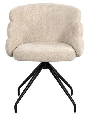 Kayla Cream Fabric Swivel Dining Armchair