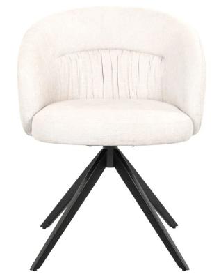 Olivia White Fabric Swivel Dining Armchair