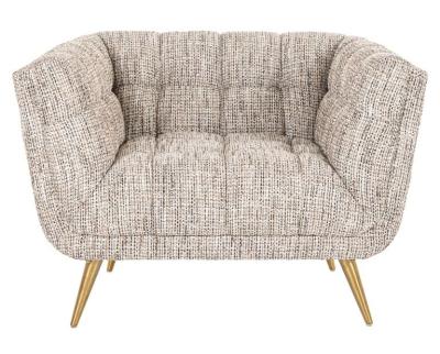 Product photograph of Huxley Beige Fabric Accent Chair With Gold Legs from Choice Furniture Superstore