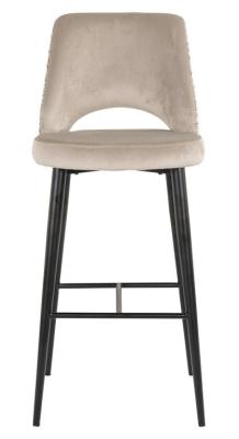 Tabitha Beige Khaki Fabric Barstool With Back