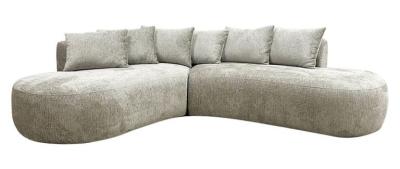 Cassie Sand Fabric 4 Seater Curved Sofa