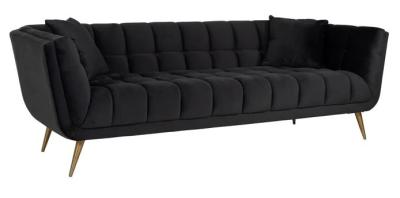 Product photograph of Huxley Black Velvet Fabric 3 Seater Sofa With Brushed Gold Legs from Choice Furniture Superstore