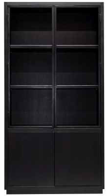 Product photograph of Oakura Black Oak 2 Door Display Cabinet from Choice Furniture Superstore