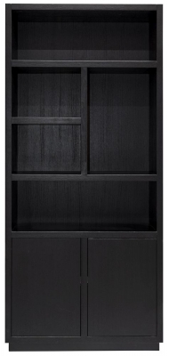 Product photograph of Oakura Black Oak 2 Door Bookcase from Choice Furniture Superstore