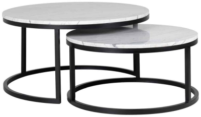 Product photograph of Lexington White Carrara Marble Coffee Table Set Of 2 from Choice Furniture Superstore
