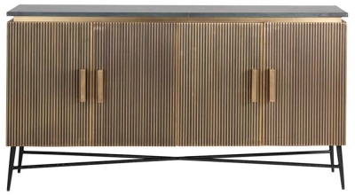 Product photograph of Ironville 4 Door Sideboard Gold Brass Finish from Choice Furniture Superstore