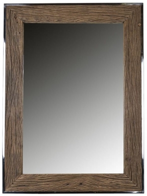 Product photograph of Kensington Sleeper Wood And Silver Rectangular Mirror - 115cm X 85cm from Choice Furniture Superstore