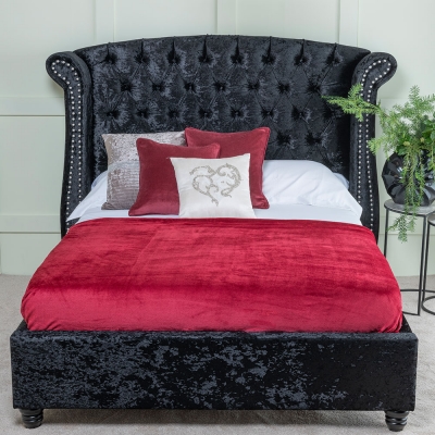 Product photograph of Buckingham Black Velvet Fabric 5ft King Size Bed from Choice Furniture Superstore