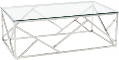 Product photograph of Clearance - Urban Deco Maze Glass And Chrome Coffee Table from Choice Furniture Superstore