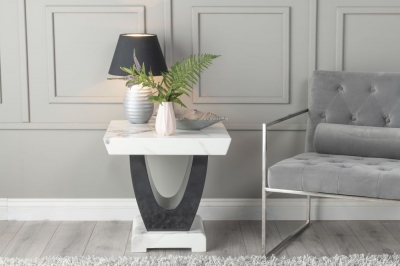 Product photograph of Madrid Marble Side Table White Square Top from Choice Furniture Superstore