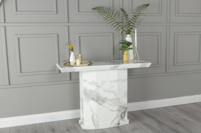 Product photograph of Naples Marble Console Table White Rectangular Top With Pedestal Base from Choice Furniture Superstore