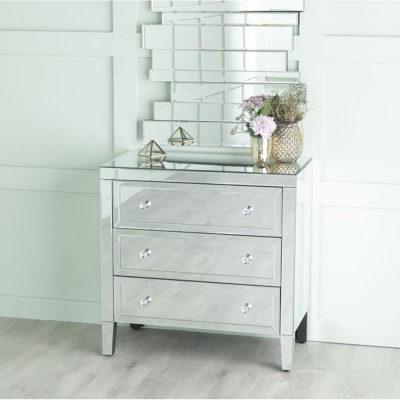 Product photograph of Lucia Mirrored 3 Drawer Chest from Choice Furniture Superstore